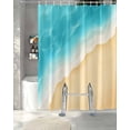 thumbnail image 3 of Split Shower Curtain for Transfer Bench, Aqua Blue Beach Fabric Shower Curtains for Bathroom, Summer Seaside Ombre Tub Sliding Transfer Bench Waterproof Bath Curtains 72"x72", 3 of 9