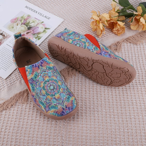 Arte femenino mocasines pintados antideslizan zapatos de viaje informales de viaje transpirable en planicias de mocasillas para caminar livianas para viajes al aire libre