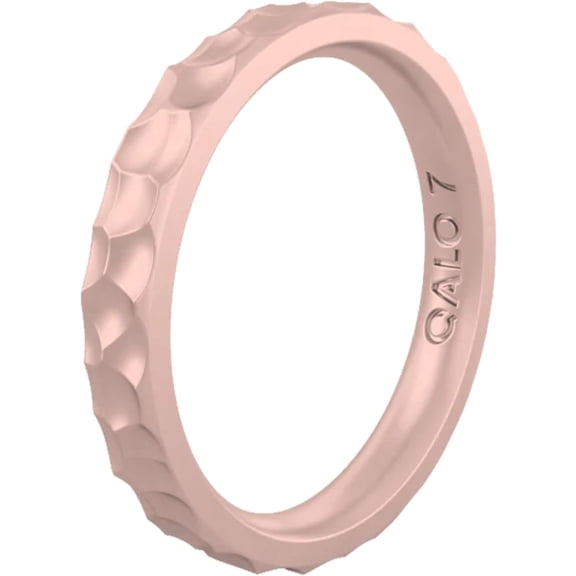 QALO Women's Rose Gold Forged Stackable Silicone Ring – Durable Wedding Bands with Flexible Comfortable Fit – Skin-Friendly and Lightweight Design – Size 04