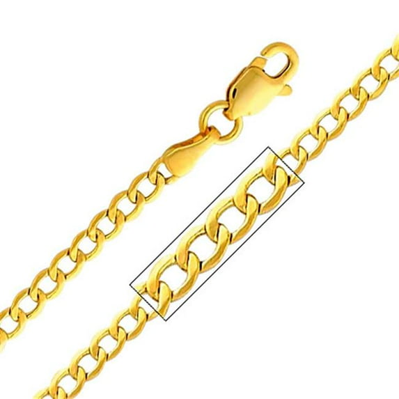 Precious Stars Jewelry 14k Yellow Gold 2.3-mm Cuban Chain Necklace (16 inch)