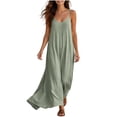 thumbnail image 2 of Aimik Women's Loose Flowy Maxi Dress Summer Spaghetti Strap V Neck Solid Maxi Dress Lightweight Beach Vacation Long Sundress, 2 of 5