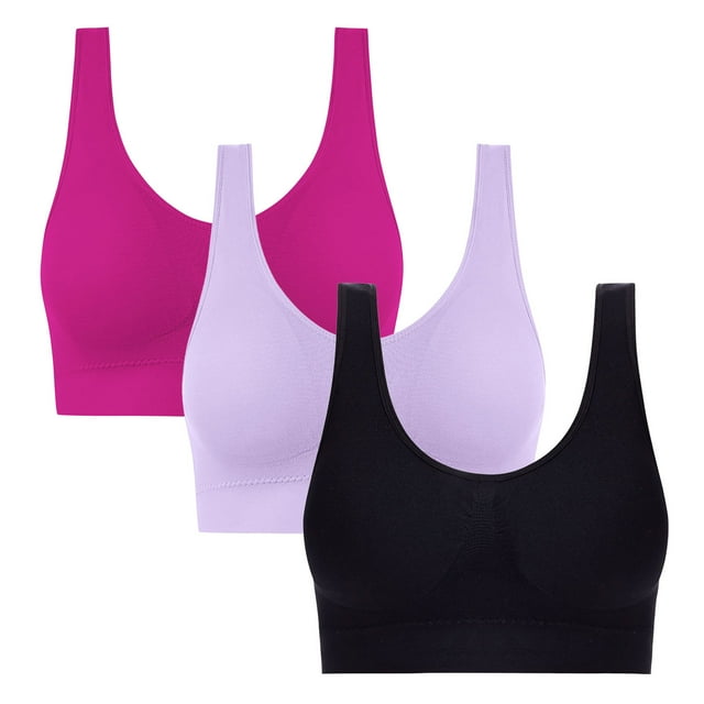 Pincandy Women's Comfort 3PC Workout Sports Bra Low-Impact Activity Sleep Bras