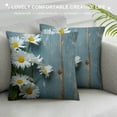 thumbnail image 3 of PIKWEEK  Throw Pillow Covers Farmhouse Rustic Daisy Flowers White Daisies Floral on Old Board Square Pillowcase for Home Decor Sofa Car Bedroom Pillow case, 3 of 5