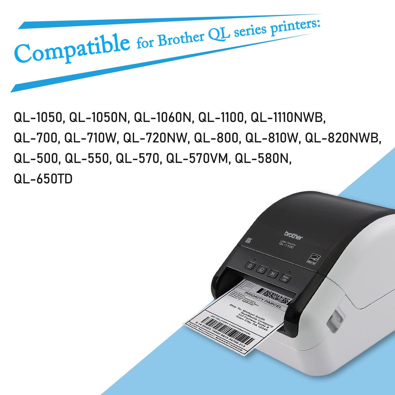GREENCYCLE 3 Roll Compatible for Brother DK-1202 DK1202 (2.4" x 3.9") Standard White Paper Address Labels for QL Label Printers (300 Labels/Roll, Each Roll Label with a Cartridge)