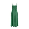 thumbnail image 5 of vigerkar Womens 2025 Summer Dress Casual Sleeveless Spaghetti Strap Smocked Ruffle Beach Long Maxi Dress with Pockets Dark Green, XL, 5 of 6