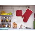 thumbnail image 6 of Oven Mitts and Pot Holder sets, 482℉ Heat Resistant, Flexible, 100% Cotton Oven Mitts For kitchen (Red), 6 of 7