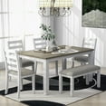 thumbnail image 2 of EUROCO Rustic Style 6-Piece Dining Room Table Set with 4 Upholstered Chairs & a Bench, 2 of 7