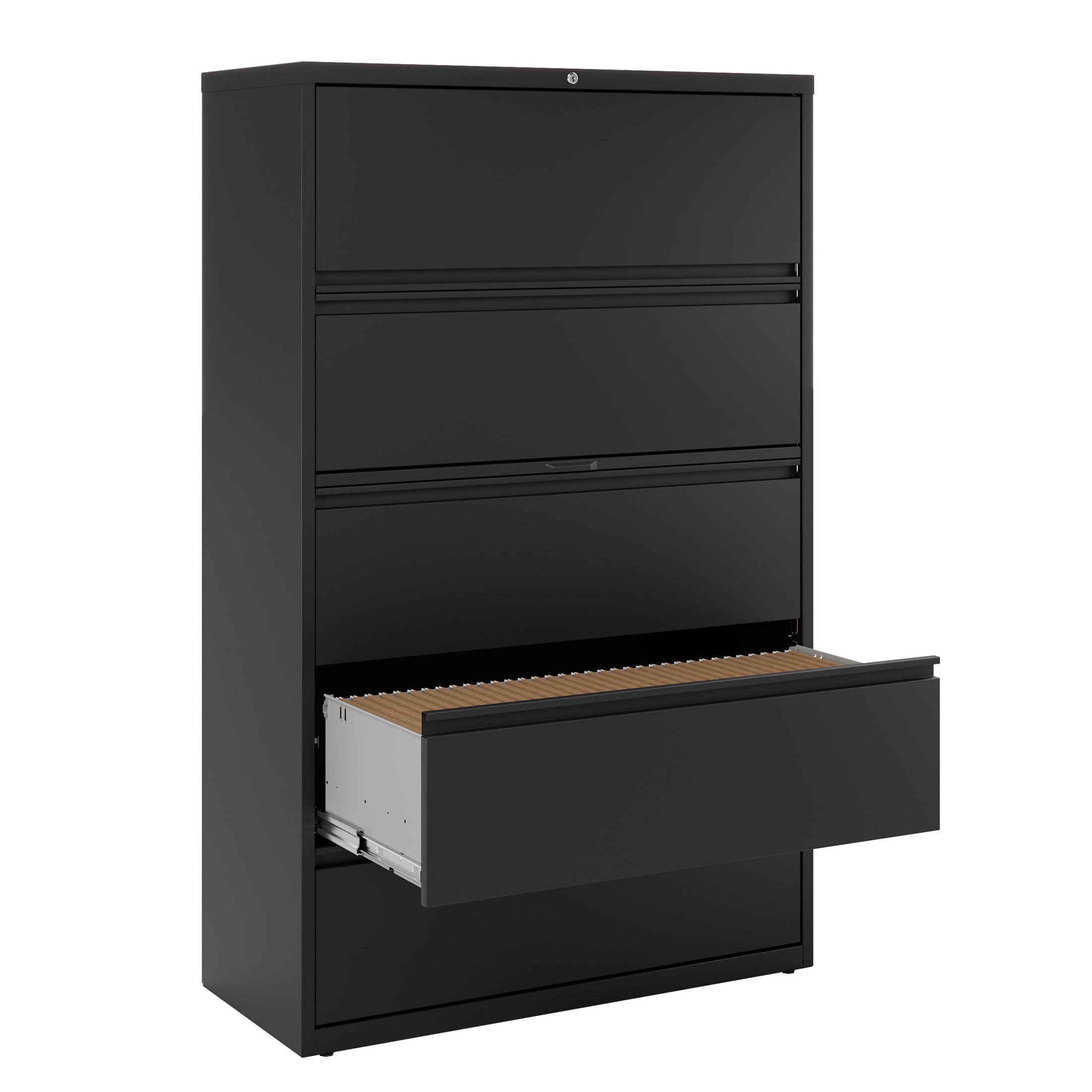 Hirsh 42 inch Wide 5 Drawer Metal Lateral File Cabinet for Home and Office, Holds Letter, Legal and A4 Hanging Folders, Black