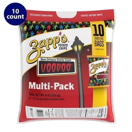 Zapp's Voodoo New Orleans Kettle Style Potato Chips, Multipack, Gluten-Free, Potato Chips, 1 oz, 10 Count