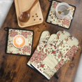 thumbnail image 5 of Pioneer Flower Kitchen Oven Mitt and Pot Holder Sets 4 Pcs for Baking, Cooking and Grilling, Heat Resistant Up To 392 °F, 5 of 7