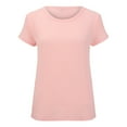 thumbnail image 4 of Prolriy Womens Tops Linen Shirts for Women, Women's Round Neck Short Sleeve Solid Color Casual and Comfortable Tops T Shirts for Women, Womens Tops Summer Tops Pink XXXXL, 4 of 8