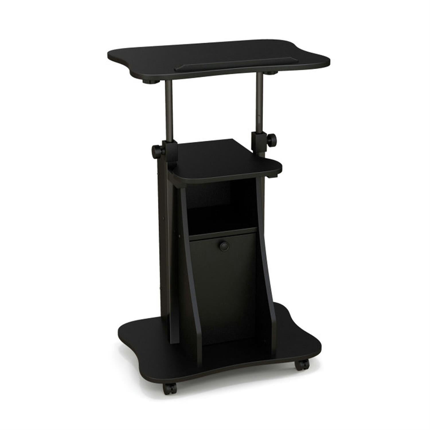 Demi Bonn Adjustable Mobile Standing Desk Cart with Tilt Desktop and Cabinet for Laptops, Books, Tablets, and Art, Black