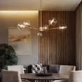 thumbnail image 4 of Modern Gold Sputnik Chandelier Transitional Glass Linear Foyer Pendant Lights for Dining Room, 4 of 5