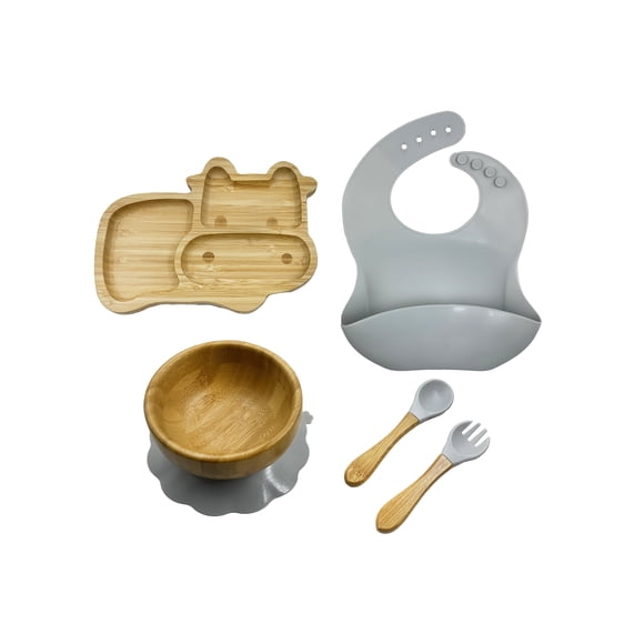 Set de Alimentación para Bebé Match & Enjoy Diseño de Vaca en Bambú