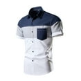 thumbnail image 1 of Camisas Elvqul de Caballero Manga Corta Economicas de Color Sólido Abotonada Algodón Solapa Blanco, 1 of 6