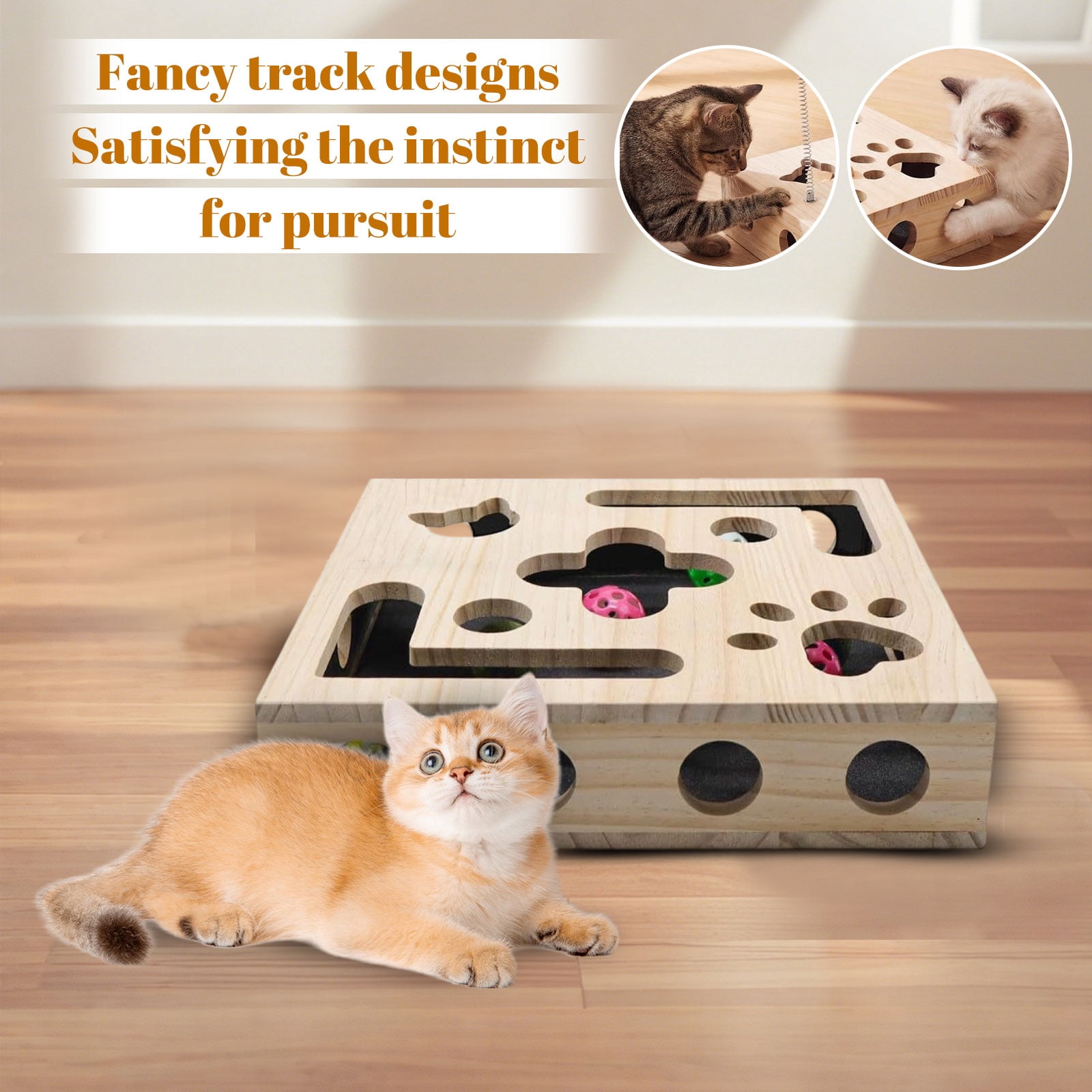 Cat Toys for Indoor Cats - Cat Nail File Box with Interactive Cat Toys, 2026 Upgraded Cat Puzzle Feeder Scratch Puzzle Toy for Indoor Cats, Natural Claw Care with three toy balls