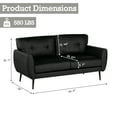 thumbnail image 2 of Coewske 60''W Black 2-Seat Faux Leather Sofa Couch Modern Loveseat for Living Room Office, 2 of 9