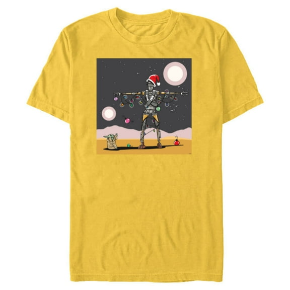 Star Wars Grogu IG-11 Droid Holiday Tatooine Christmas Tree - Short Sleeve Blended T-Shirt for Adults - Customized-Yellow