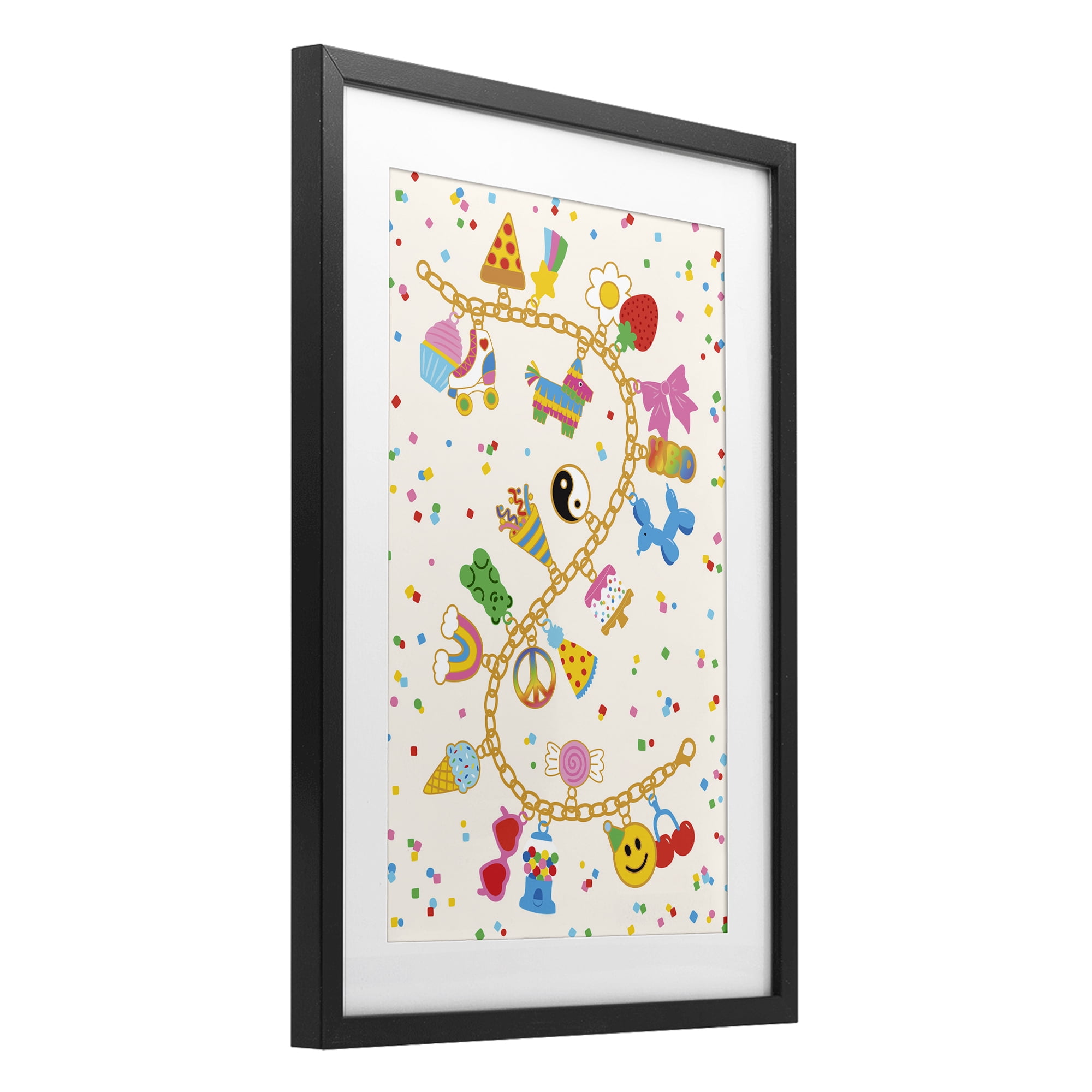 Stupell Industries Playful Party Charm Bracelet Black Framed Print Under Glass, design by Nadia Hassan