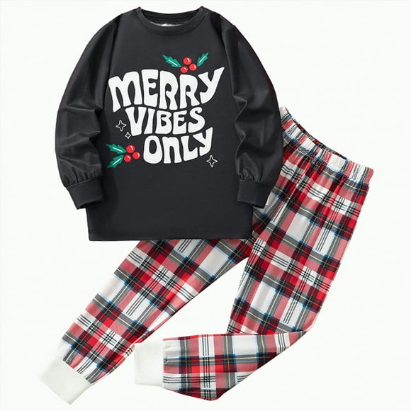 Zanarzt Baby Girls 1st Christmas Outfit Girls Christmas Childrens Clothing Long Sleeved Trousers Home Clothes Suits for Small and Medium Children Black,6-7 Years