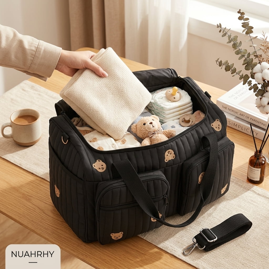 Hospital Bag for Labor and Delivery - Large Maternity Tote Bag, Multi-Pocket Travel Duffel for Mom, Durable Nylon Diaper Bag for Newborn Essentials-actual_color-