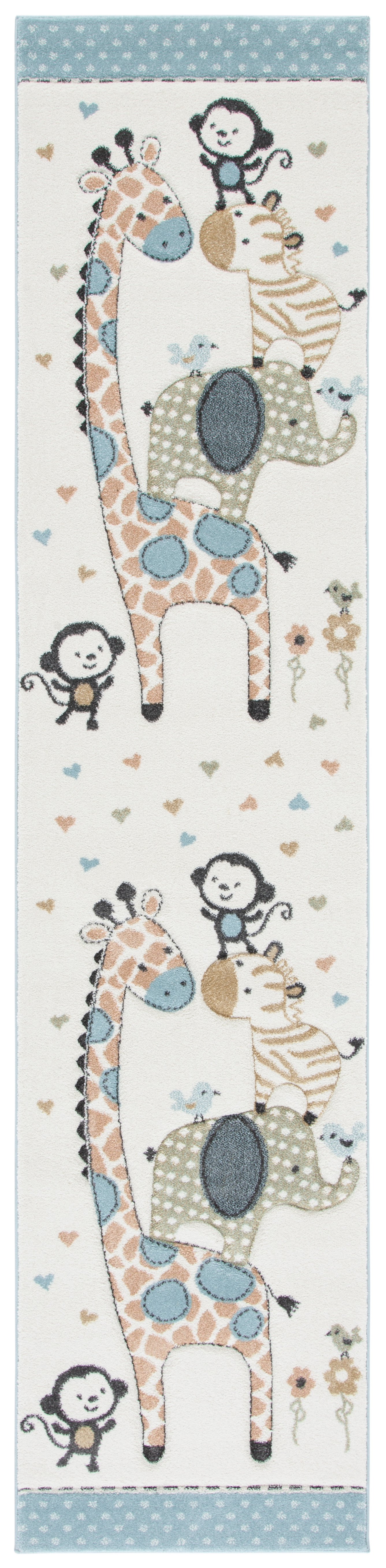 Safavieh Carousel Kids Tappeto Quadrato 244x244 Cm Grigio/Avorio - Antimacchia, Anti Perdita Pelo, 1,5 Cm Spessore - Per Cameretta, Stanza Giochi, Asilo Nido