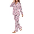 thumbnail image 3 of FOR U DESIGNS Pink Panda Pajama Sets for Women 2 Piece Button Up Shirt Womens Nightwear Sets Button Front Sleepwear Size L Long Sleeve Pants and Tops for Women, 3 of 7