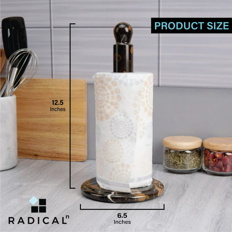 Radicaln Paper Towel Holder Black & Brown Handmade Marble Kitchen Towels Rack Paper Roll Holder Stand - Wrapping Paper Holder Towel - Hand Towel Rack