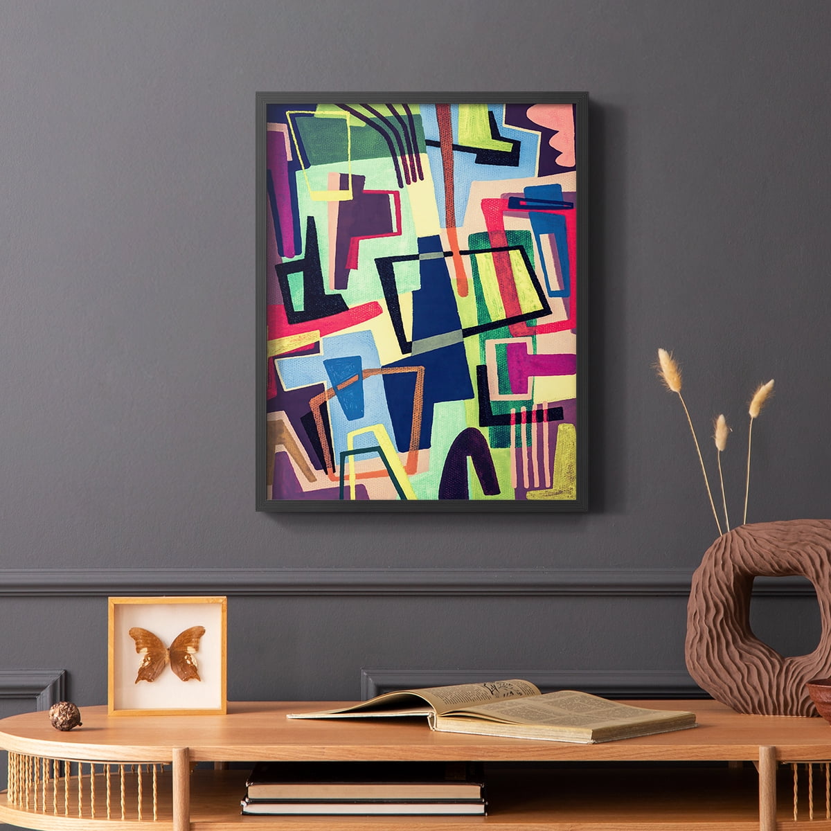 Connected Colors II Framed Print in Black Solid Wood Framed Print No Nail Hanging