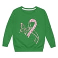 thumbnail image 4 of Hpapadks Crewneck Sweatshirts Kids Breast Cancer Graphic Crewneck Long Sleeve Pullover Sweatshirt Green 5-6 Years, 4 of 4