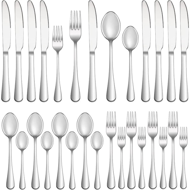 Juego de cubiertos de 20 piezas para 4, juego de cubiertos de acero inoxidable de primera calidad, juego de cubiertos pulidos con espejo, juego de vajilla duradera para comer en la cocina