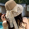 thumbnail image 6 of Womens Beach Sun Straw Hat UV UPF 80+ Travel Foldable Brim Summer UV Hat, 6 of 7