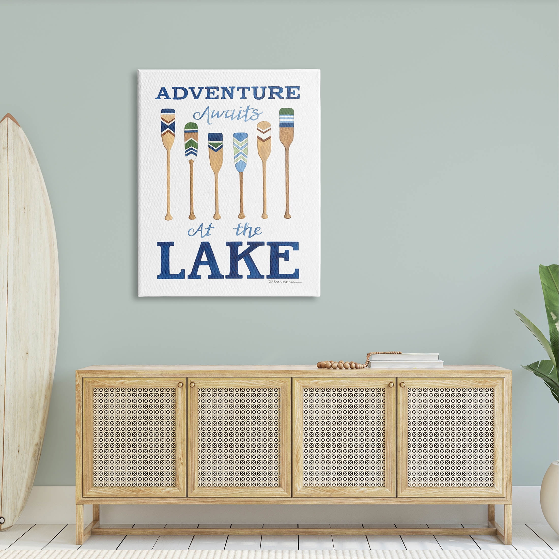 Adventure Awaits At Lake Oars Phrase Inspirational Graphic Art Gallery Wrapped Canvas Print Wall Art
