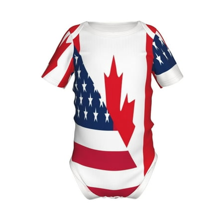 

Junzan USA Canada Flag Print Short-Sleeve Baby Climbing Clothes Bodysuits for Infant One-Piece for Baby Boys & Girls Baby Clothes Baby Romper with Snap Closure-18 Months