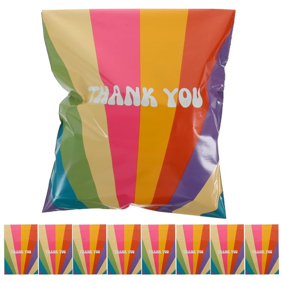 100Pcs Packaging Bags Rainbow Thank You Sealing Bags Decorative Mailer Bags Shipping Bags