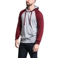 thumbnail image 4 of G-Style USA Men's Lightweight Contrast Raglan Sleeve Pullover Hoodie Sweatshirt MH13114 - Heather Gray/Cranberry Caviar - Small, 4 of 6