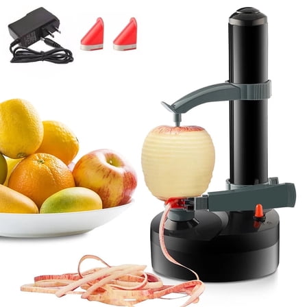 Topchances Electric Peeler Automatic Rotating Apple Peeler Potato Peeling Multifunction Stainless Steel Fruit and Vegetable Electric Peeler Machine, Black