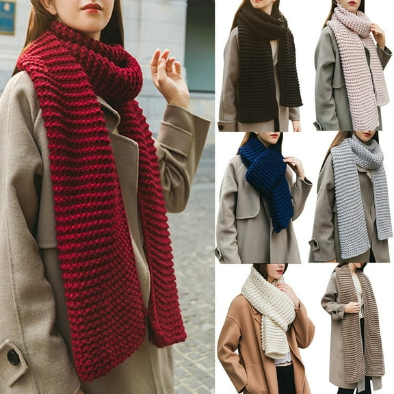 Ljudmp Womens Mens Chunky Knit Scarf Shawl Wrap Blanket Scarf Thick Scarves Casual Outdoor Long Cape Cover Winter Knitted Neck Wrap Black