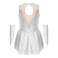 thumbnail image 3 of iiniim Girls Ice Figure Skating Dress Latin Dance Competition Gymnastics Skirt Leotard with Gloves White 14, 3 of 7