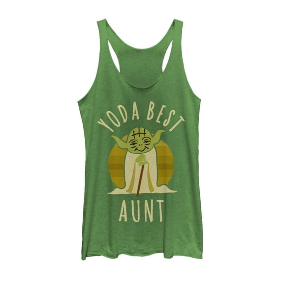 Women's Star Wars Yoda Best Aunt Cartoon Racerback Tank Top Envy Green Large