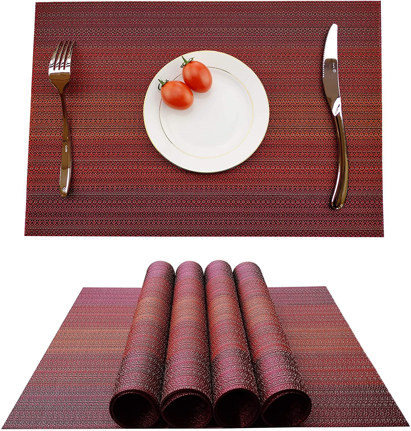 brown Dooppa PVC Insulation Non-slip Placemats Washable Table Mats Set of 4 