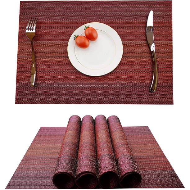 Mantel Individual, Juego De Mantel Individual De 4 Manteles Individuales De Pvc Lavables Antideslizantes A Prueba De Desgaste Resistentes Al Calor Para El Hogar, Restaurante, Mesa De Comedor Rojo 45x30cm Sailing Electrónica