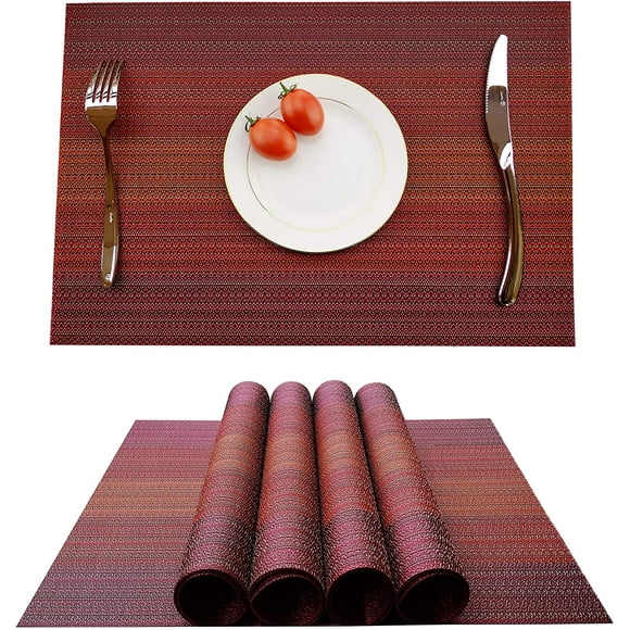 Place Mats (Set Of 4), Non-Slip, Washable Placemats, Pvc Scratch-Resistant, Heat-Resistant Place Mats, Dirt-Repellent And Washable, Place Mats For Kitchen Dining Table