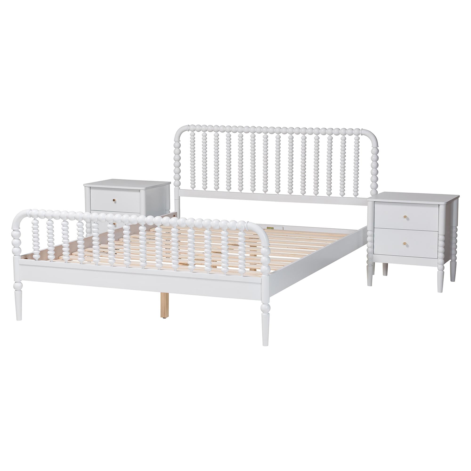Baxton Studio Lucera Mid-Century Bedroom Set, Queen, White
