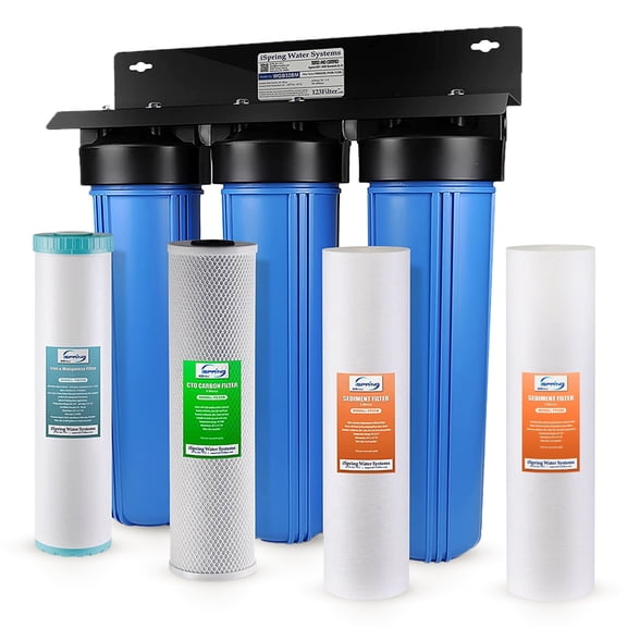 3-Stage Iron & Manganese Reducing Whole House Water Filtration System with an Extra Sediment Filter