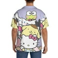 thumbnail image 3 of Lsque Sanrio print Men's Cuban Collar Short Sleeve Shirt Summer Beachwear Casual Button Down Fashionable Vacation Leisure Shirt-X-Large, 3 of 7