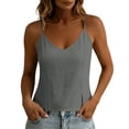thumbnail image 2 of SSZMDLB Women Sleeveless Tank Tops V Neck Summer Basic Tee Casual Soft Cotton Shirt Vest Camisole Solid Color Vacation Outfits Workout Clothes, Gray M, 2 of 7