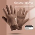 thumbnail image 2 of Guantes de gamuza para hombre, otoño e invierno, resistentes al viento, a prueba de frío, finos, cálidos, con pantalla táctil, forro polar grueso para montar en motocicleta, 2 of 6