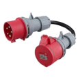 thumbnail image 1 of 32A Female to 16A Male CEE-Adapter with 5 Pin Red Connector hwy, 1 of 5