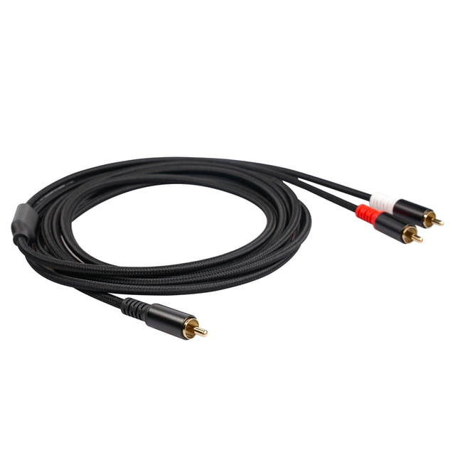 Eccomum RCA Y Cable 1 RCA Male to 2 RCA Male Stereo Audio Cable Dual Shielded Gold Plated 16.4Ft Amplifier TV Mixer DVD Players Y Adapter Audio Cables
